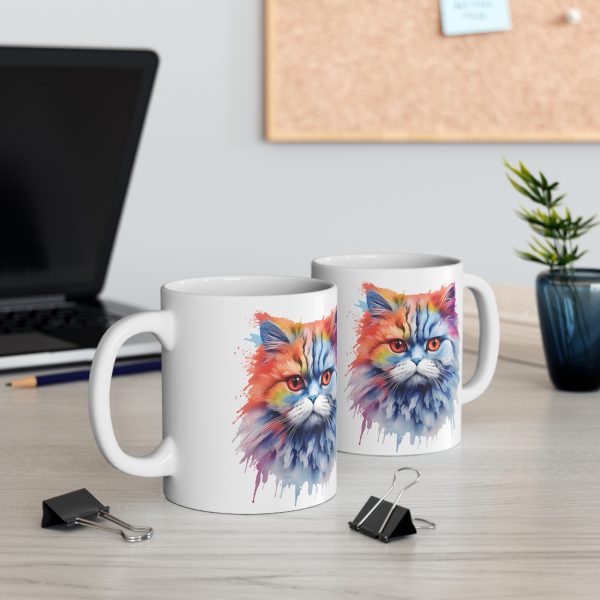 Watercolour Persian - White Ceramic Mug, 11oz - Image 4