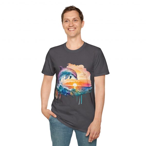 Dolphin Watercolour Design - Unisex Softstyle T-Shirt - Image 79