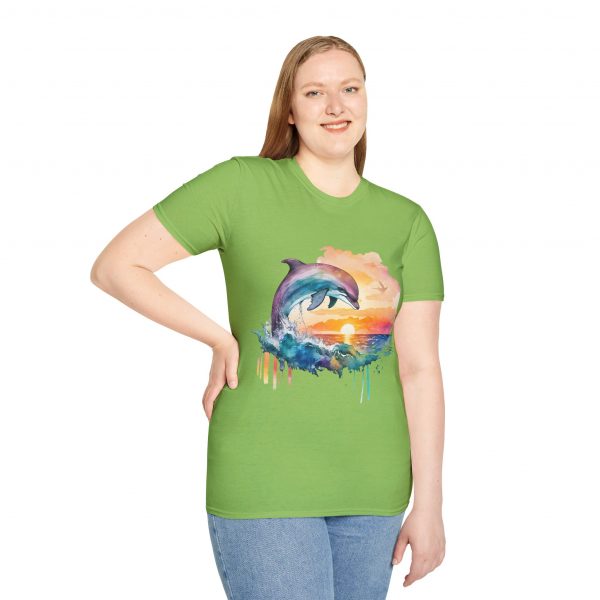 Dolphin Watercolour Design - Unisex Softstyle T-Shirt - Image 49
