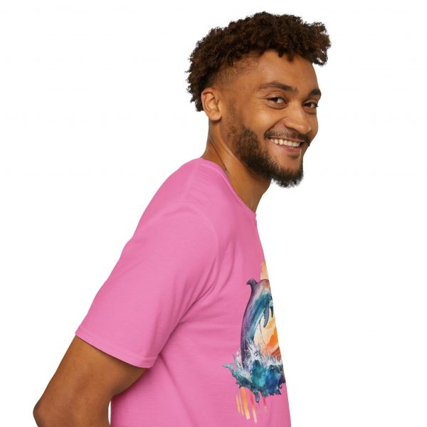 Dolphin Watercolour Design - Unisex Softstyle T-Shirt - Image 11