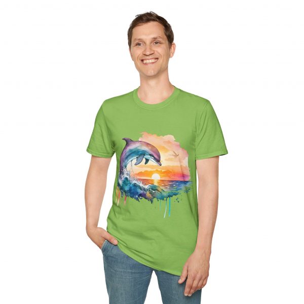 Dolphin Watercolour Design - Unisex Softstyle T-Shirt - Image 55