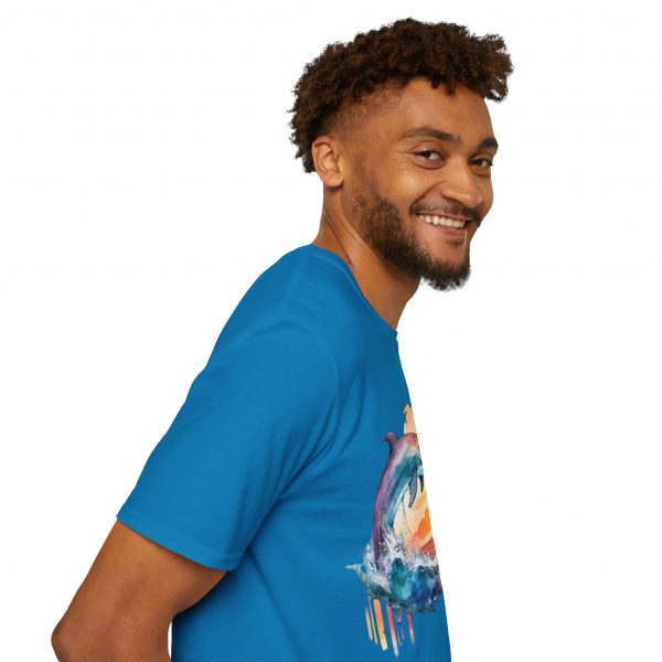 Dolphin Watercolour Design - Unisex Softstyle T-Shirt - Image 71