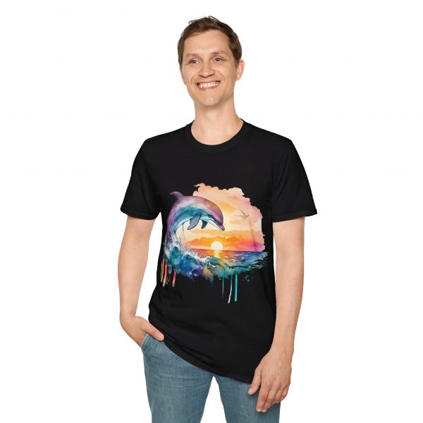 Dolphin Watercolour Design - Unisex Softstyle T-Shirt - Image 31