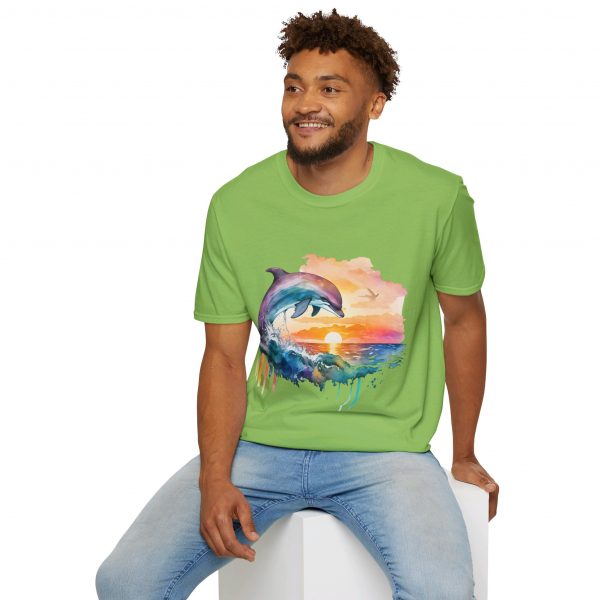 Dolphin Watercolour Design - Unisex Softstyle T-Shirt - Image 60