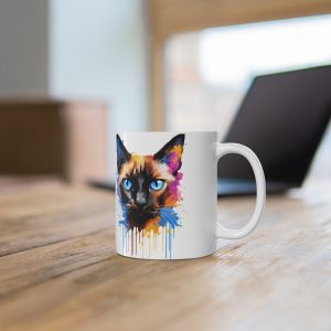 Watercolour Siamese - White Ceramic Mug, 11oz