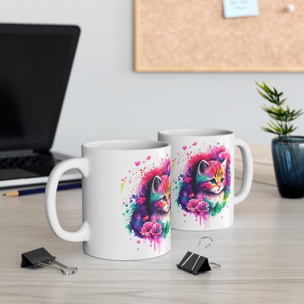 Watercolour Kitten - White Ceramic Mug, 11oz - Image 4