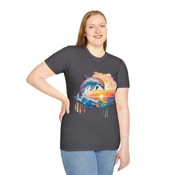 Dolphin Watercolour Design - Unisex Softstyle T-Shirt - Image 73