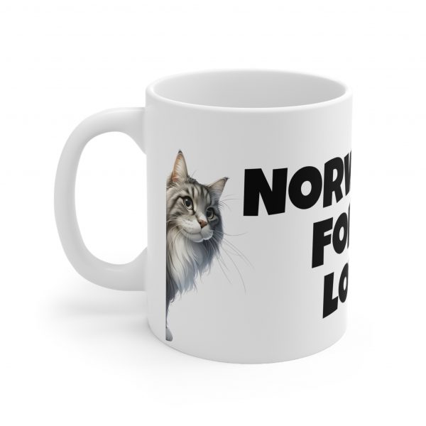 Norwegian Forest Cat Lover - White Ceramic Mug, 11oz - Image 3
