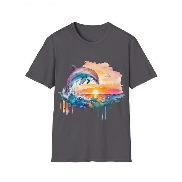 Dolphin Watercolour Design - Unisex Softstyle T-Shirt - Image 74