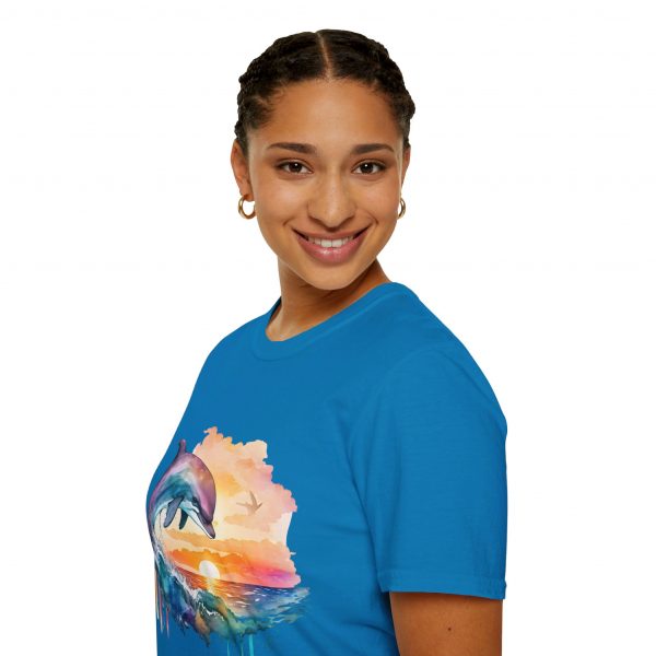 Dolphin Watercolour Design - Unisex Softstyle T-Shirt - Image 69