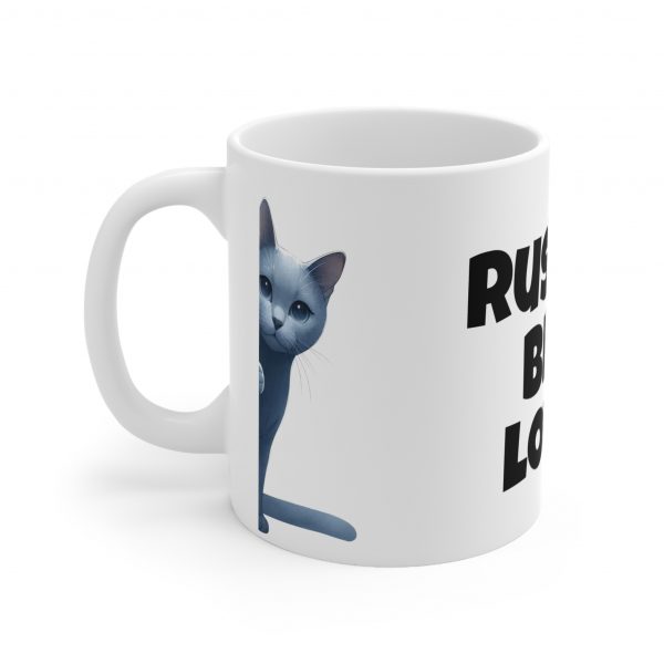 Russian Blue Cat Lover - White Ceramic Mug, 11oz - Image 3