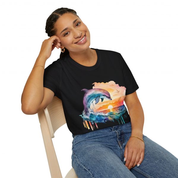 Dolphin Watercolour Design - Unisex Softstyle T-Shirt - Image 34