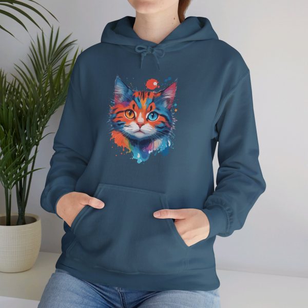 Watercolour Cat Face - Unisex Heavy Blend™ Hooded Sweatshirt - Image 32