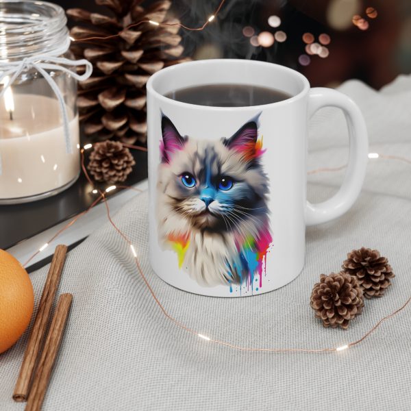 Watercolour Ragdoll - White Ceramic Mug, 11oz - Image 4