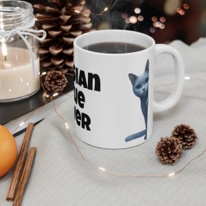 Russian Blue Cat Lover - White Ceramic Mug, 11oz