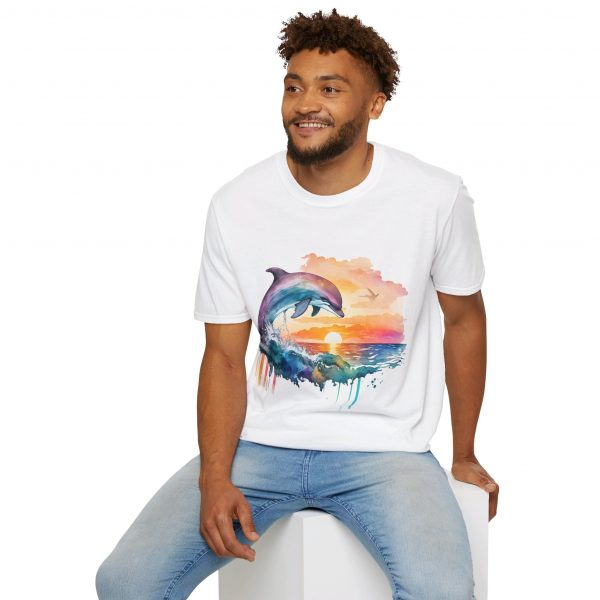 Dolphin Watercolour Design - Unisex Softstyle T-Shirt - Image 24