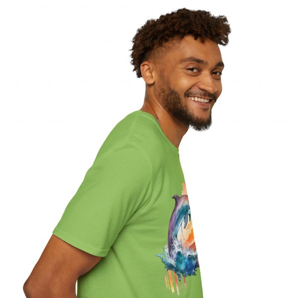 Dolphin Watercolour Design - Unisex Softstyle T-Shirt - Image 59