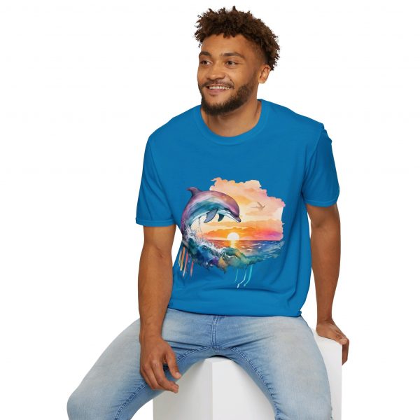 Dolphin Watercolour Design - Unisex Softstyle T-Shirt - Image 72