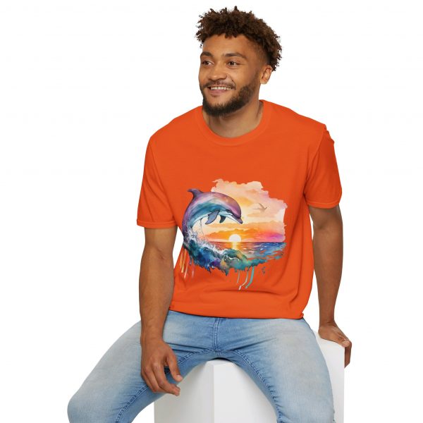 Dolphin Watercolour Design - Unisex Softstyle T-Shirt - Image 48