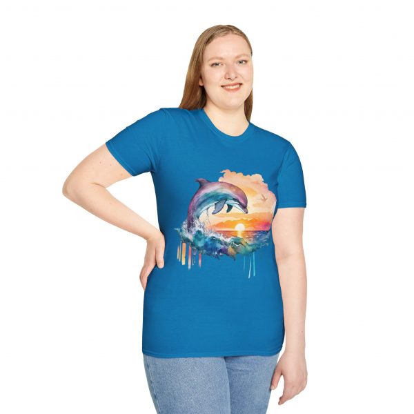 Dolphin Watercolour Design - Unisex Softstyle T-Shirt - Image 61