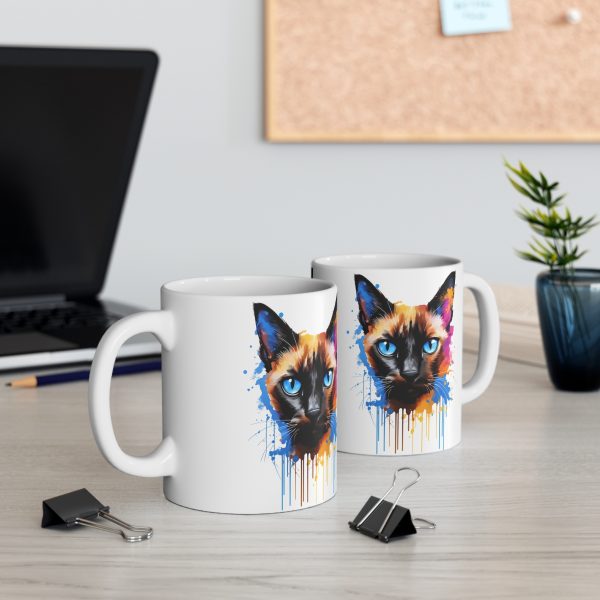 Watercolour Siamese - White Ceramic Mug, 11oz - Image 6