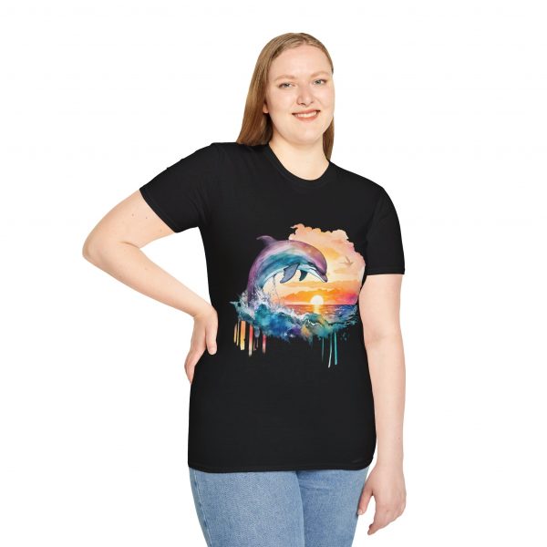 Dolphin Watercolour Design - Unisex Softstyle T-Shirt - Image 25