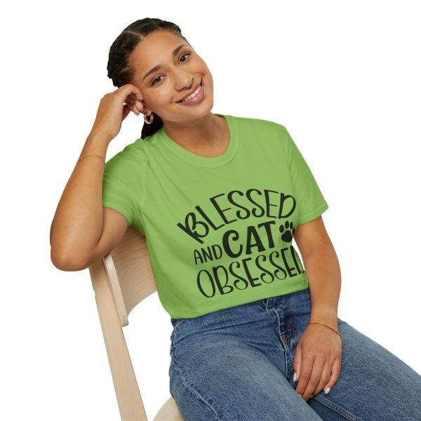 Blessed & Cat Obsessed - Unisex Softstyle T-Shirt - Image 10