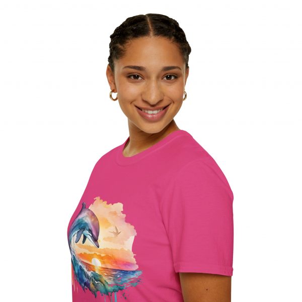 Dolphin Watercolour Design - Unisex Softstyle T-Shirt - Image 93