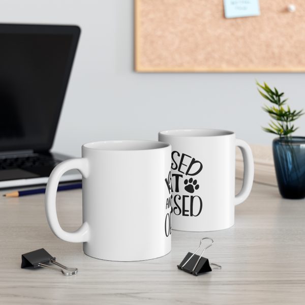 Blessed and Cat Obsessed - White Ceramic Mug, 11oz - Image 4