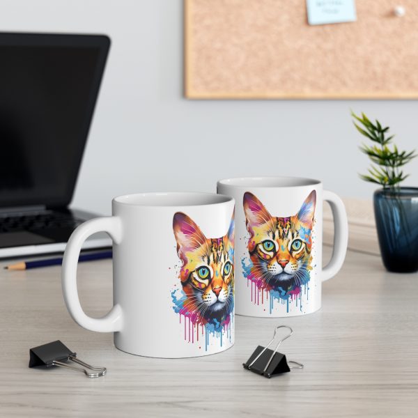 Watercolour Bengal Cat - White Ceramic Mug, 11oz - Image 5