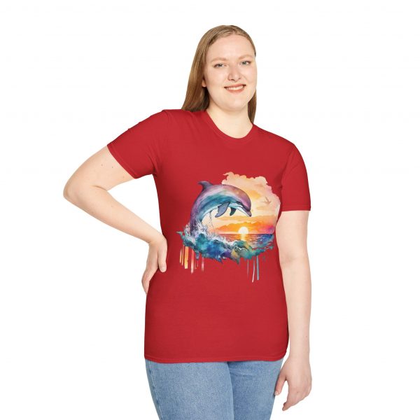 Dolphin Watercolour Design - Unisex Softstyle T-Shirt - Image 97