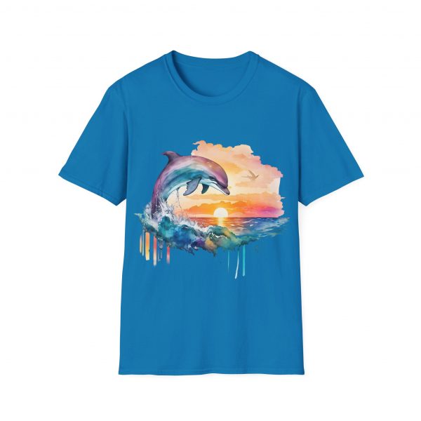 Dolphin Watercolour Design - Unisex Softstyle T-Shirt - Image 62