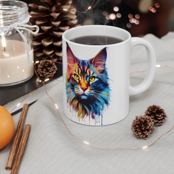 Watercolour Maine Coon - White Ceramic Mug, 11oz - Image 4