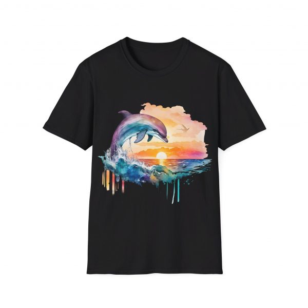 Dolphin Watercolour Design - Unisex Softstyle T-Shirt - Image 26