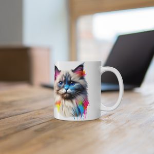 Watercolour Ragdoll - White Ceramic Mug, 11oz