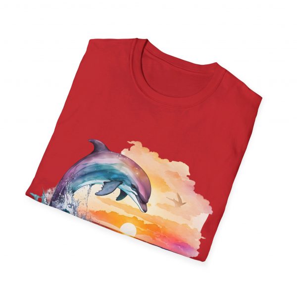 Dolphin Watercolour Design - Unisex Softstyle T-Shirt - Image 101