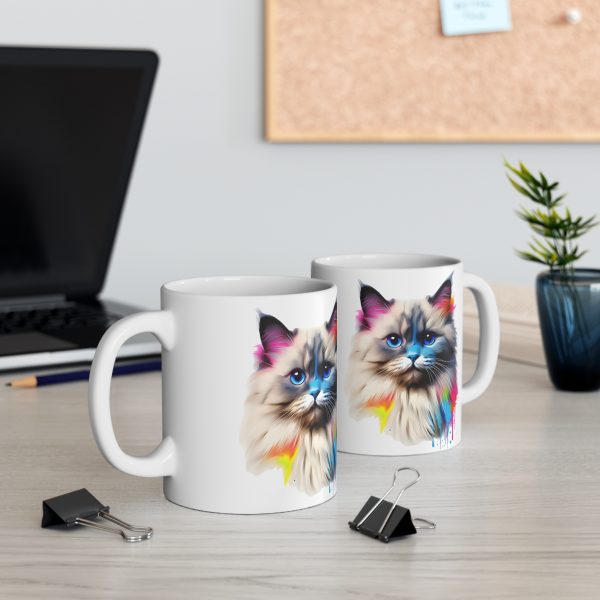 Watercolour Ragdoll - White Ceramic Mug, 11oz - Image 5