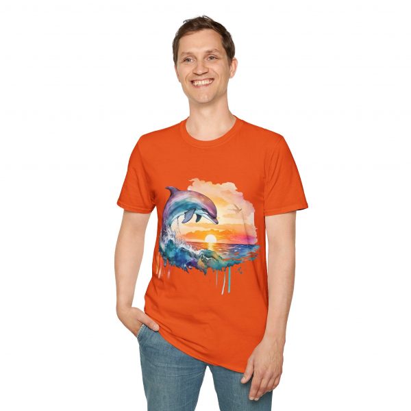 Dolphin Watercolour Design - Unisex Softstyle T-Shirt - Image 43