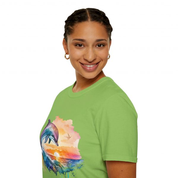 Dolphin Watercolour Design - Unisex Softstyle T-Shirt - Image 57