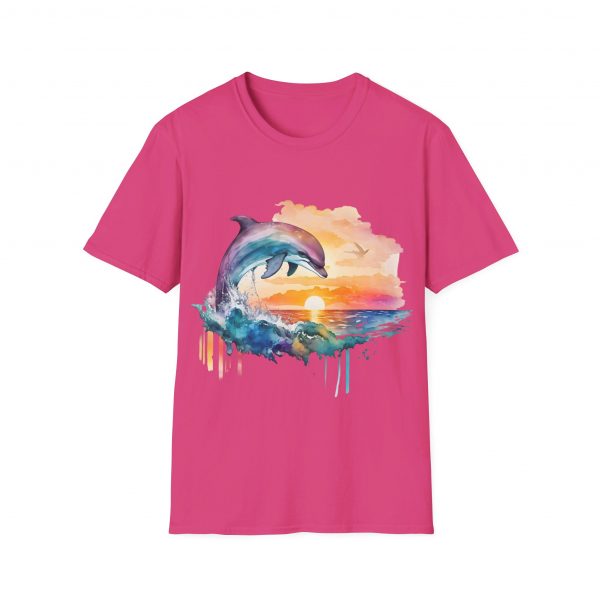 Dolphin Watercolour Design - Unisex Softstyle T-Shirt - Image 86