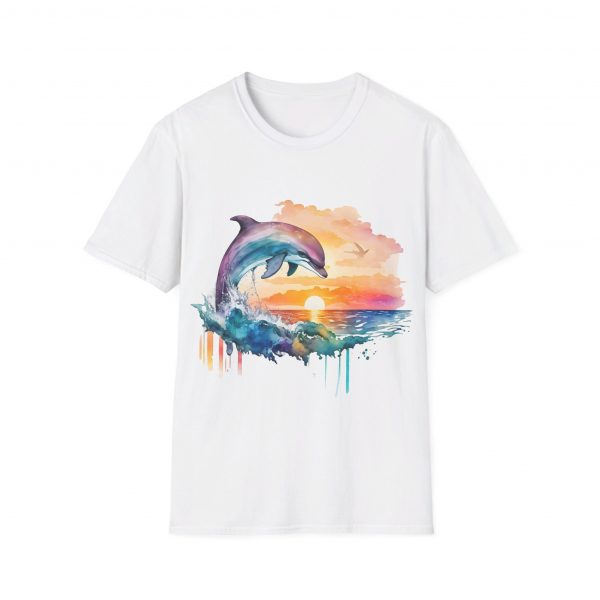 Dolphin Watercolour Design - Unisex Softstyle T-Shirt - Image 14