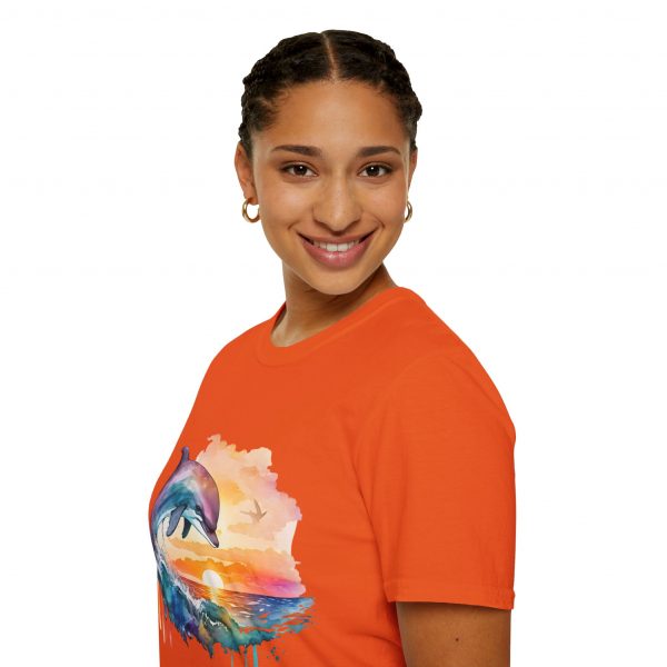 Dolphin Watercolour Design - Unisex Softstyle T-Shirt - Image 45