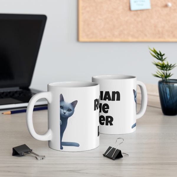 Russian Blue Cat Lover - White Ceramic Mug, 11oz - Image 5