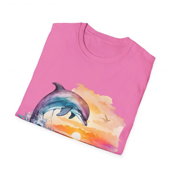 Dolphin Watercolour Design - Unisex Softstyle T-Shirt - Image 5