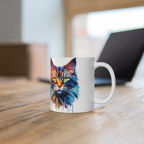 Watercolour Maine Coon - White Ceramic Mug, 11oz - Image 5