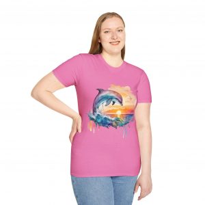 Dolphin Watercolour Design - Unisex Softstyle T-Shirt