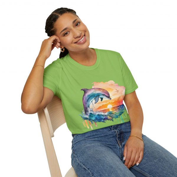 Dolphin Watercolour Design - Unisex Softstyle T-Shirt - Image 58