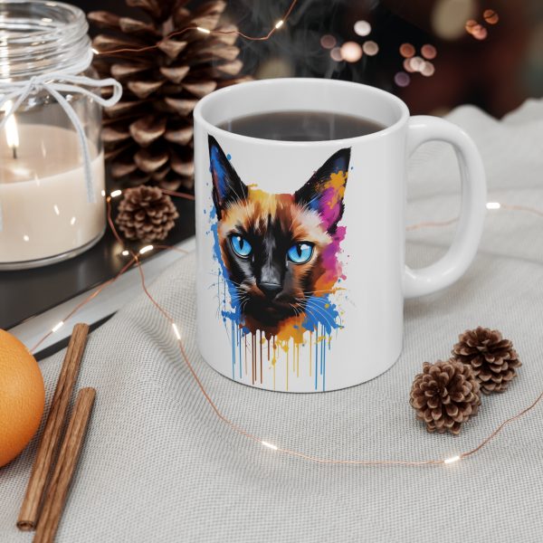 Watercolour Siamese - White Ceramic Mug, 11oz - Image 5