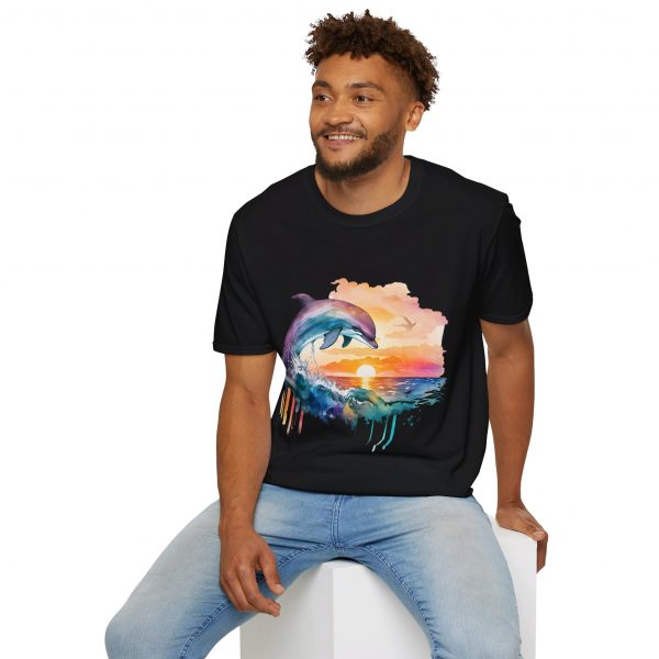 Dolphin Watercolour Design - Unisex Softstyle T-Shirt - Image 36