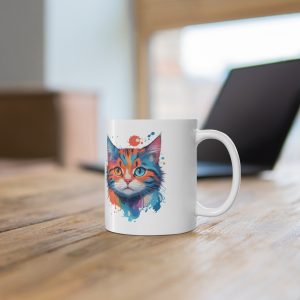 Watercolour Tabby - White Ceramic Mug, 11oz